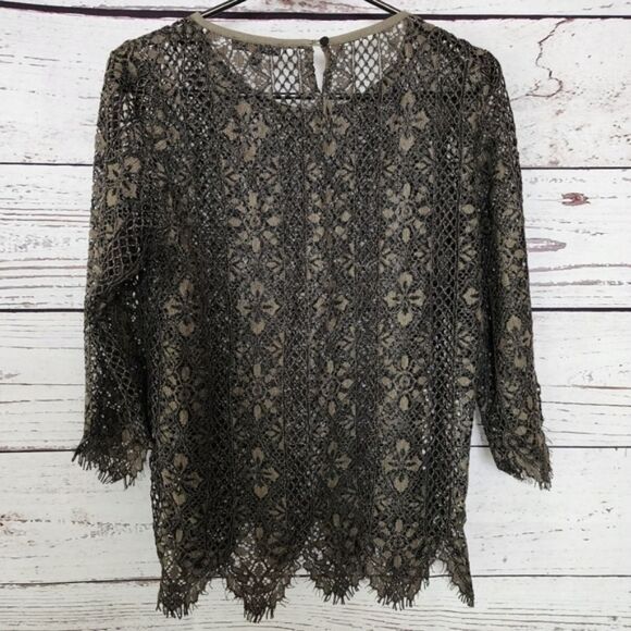 Valerie Khalfon Paris Green Sheer Lace Shirt EU 42 - Picture 1 of 8